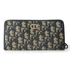 希少　Dior ディオール　トロッター　オブリーク　長財布　リボン　ネイビー CHRISTIAN DIOR クリスチャンディオール トロッター柄 長財布