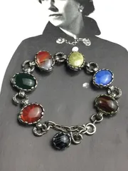 【ミラクル】ケルティック　カボションアゲートガラスストーン　マルチカラーブレスレット