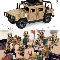 ブロックのおもちゃ レゴ互換 ミリタリーミニフィグシリーズ【ハンヴィー戦闘車両+アメリカ軍セット】