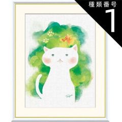 カラフルな猫の原画 F3号キャンバス 手描き 絵画 現代アート 動物画