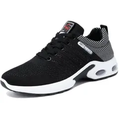 [Lopis] ランニングシューズ メンズ シューズ スニーカー スポーツシューズ 運動靴 ウォーキングシューズ 通気性 防滑 軽量 クッション性 (ブラック×ホワイト, 24.5 cm) [ブラック/ホワイト] [24.5 cm]