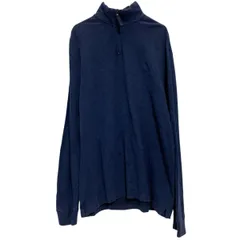 CHAPS コットンニット セーター L ネイビー チャップス ハーフジップ ワンポイントロゴ 古着卸 アメリカ仕入 a701-7471