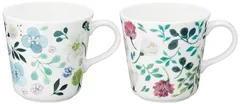【人気商品】NARUMI(ナルミ) ペア マグカップ アンナ・エミリア 340cc グリーン 花柄 かわいい 2柄セット 大きめ 電子レンジ温め 食洗機対応 ギフト箱入り 96604-23165P