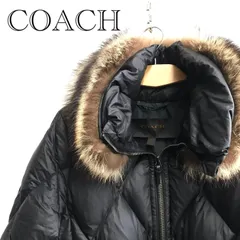 COACH コーチ ベルテッド キルティング ダウンコート ジャケット ラクーンファー ナイロン100％ S ブラック レディース ファッションのサムネイル