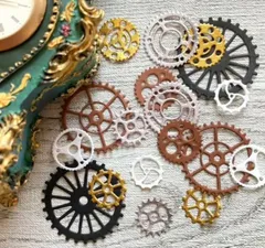 ヴィンテージ歯車タグミックス、ジャンクジャーナル、お裾分けファイル素材