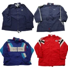 【B品】古着卸 まとめ売り アディダス オールド ジャケット 4枚セット (メンズ 2XL ) トレフォイル 80’s マルチカラー 中古 古着 NC4291