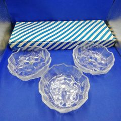【まとめ買い対象外】HOYA　保谷　北壁　和食　大鉢　ガラス大鉢　ガラス大皿　レトロ　３個セット　新品未使用