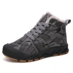 ☆ カモフラージュグレー ☆ 30(20cm) ☆ スノーブーツ pmysnowboot18 スノーブーツ キッズ ショートブーツ 靴 くつ 雪靴 シューズ 裏起毛 暖かい 滑らない 撥水 子供 子ども 男の子 女の子 ジュニア 防寒 防風 レースアップ