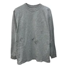 carhartt 長袖 プリントTシャツ M 杢ライトグレー プルオーバー 袖プリント ストリート カーハート 古着卸 アメリカ仕入 a705-5626