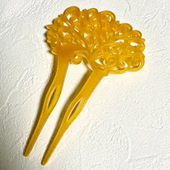 KZ058-c 簪 かんざし 黄色 結婚式 和装 髪飾り 卒業式 成人式 着物
