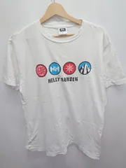 ◇ Θ φ HELLY HANSEN ヘリーハンセン プリントデザイン 半袖 Tシャツ カットソー サイズL ホワイト メンズ E  【1410230015108】