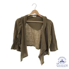 ☆美品☆ one after another NICE CLAUP デイアフターアナザー ナイスクラップ トップス ボレロ カーディガン カジュアル フード シアー 七分袖 ショート丈 レディース ブラウン 麻 901-11910 送料無料 古着