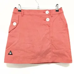 【超美品】ルコックゴルフ スカート 杢レッド ロゴ刺しゅう 内側インナーパンツ レディース 7 ゴルフウェア le coq sportif