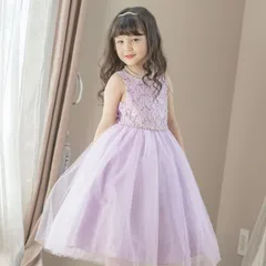 【ライラック】ウエストビジューのレースドレス TAK キッズ キャサリンコテージ