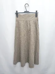 ◇ ⊇ ナイスクラップ チェック柄 ハイウエスト ロング フレア スカート サイズF ベージュ ブラック系 レディース E  【1507010013710】