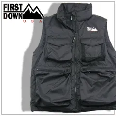 【新品】 FIRST DOWN ／ ファーストダウン　ダウンベスト MULTI POCKET DOWN VEST DICROS MAURI RIP 撥水 透湿 防風 ディクロス マルチポケット ブラック ｜ 秋冬
