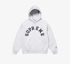 L Supreme(シュプリーム) x Champion(チャンピオン) ジップアップ フード スウェットシャツ アッシュ グレー 24SS