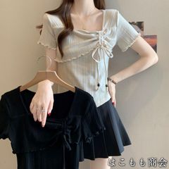 【美品・未使用新品】半袖です夏モデル 細身でスリムなファッションデザインセンスドローストリングTシャツ