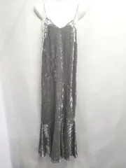 ◇ Θ ZARA ザラ ベロア調 ロング丈 キャミ ワンピース サイズXS グレー系 レディース E  【1508060006752】