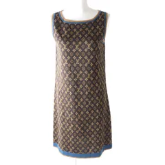 極美品★正規品 LOUIS VUITTON ルイヴィトン 20年 FJKD94 モノグラム柄 シルク混 ノースリーブ ニットワンピース ブラウン×ブルー M 伊製 h05-st30320-7901のサムネイル