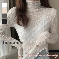 チュール シースルー トップス レディース タートルネック レイヤード 春 夏 秋 長袖 透けレース ブラウス エレガントシャツ