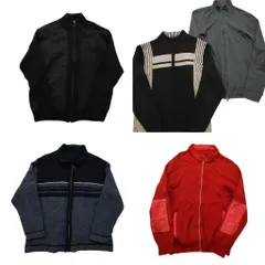 古着卸 まとめ売り フルジップカーディガン セーター 5枚セット (メンズ L /M ) ニーパッチ 切り替え バイカラー 中古 古着 MY3616
