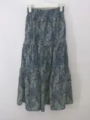 ◇ natural couture 総柄 ウエストゴム ティアード ロング フレア スカート サイズF ネイビー ライトベージュ レディース P  【1211100016481】のサムネイル