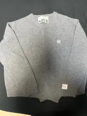 【新品未使用】SATUR グレー Vネックセーター WMサイズ　モヘヤ SAISON DE PAPILLON ニット セーター 畦編み深みVネックニット