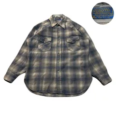 PENDLETON ペンドルトン WesternShirt ウエスタンシャツ OmbreCheckShirt オンブレチェックシャツ WoolShirt ウールシャツ SnapButton スナップボタン 70s USA製 Blue ブルー 青 L