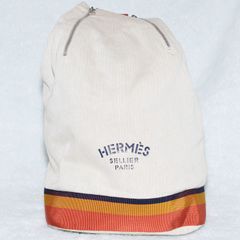 HERMES エルメス キャバリエ ショルダーバッグ 巾着 ワンショルダー ボディバッグ キャンバス ベージュ オレンジ イエロー ネイビー シルバー金具