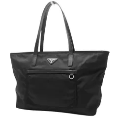PRADA(プラダ) テスート トートバッグ トートバッグ ハンドバッグ ショッピングバッグ 三角ロゴ ナイロン サフィアーノレザー NERO ネロ ブラック黒 シルバー金具 BR4339 ユニセックス 40802080606【中古】【アラモード】
