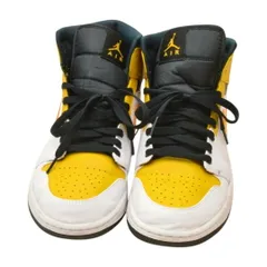 ナイキ NIKE AIR JORDAN 1 Mid University Gold スニーカー 27.5cm 白×黒×黄 メンズ F-LSHOE5088