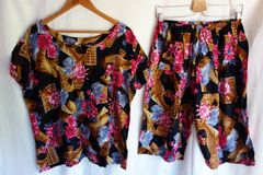 ベトナムパジャマ風セットアップ㊹〈ドーボーđồ bộ〉ルームウェア/夏のパジャマ/涼しい/新品/アジア/エスニック/ベトナム服