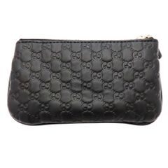 ≪値下げ≫【中古】GUCCI グッチ 544476 シマレザーコインケース キーケース マイクロGG 黒 ブラック レザー A2300968【無料ギフトラッピング承ります】