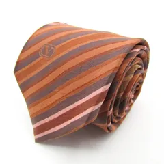 ヴァレンチノ ブランド ネクタイ ロゴ ストライプ柄 シルク イタリア製 PO メンズ ブラウン Valentino 【中古】