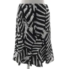 クードシャンス CdeC COUP DE CHANCE タイトスカート 裾フレア ひざ丈 日本製 総柄 ブラック 黒 オフ白 グレー系 38