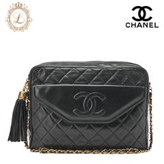 CHANEL シャネル マトラッセ アウトサイドフラップ フリンジ チェーンショルダー ラムスキン 黒（ゴールド金具）ショルダーバッグ  レディースバッグ ハイブランド【中古】【送料無料】