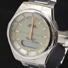  稼働 カシオ ウェーブセプター 電波ソーラー アイボリー文字盤 WVA-M500 メンズ腕時計 2000000 NSK KMR