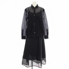 セオリーリュクス theory luxe 21SS SQUARE LACE MACKIE BRITTY セットアップ メッシュ シャツ スカート ブラウス 長袖 38 ネイビー 紺 /☆G