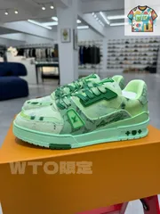 Louis Vuitton Trainer 配色 - グリーンの3色デニム｜本日限定特価｜新品未使用-WTO店名をご確認ください