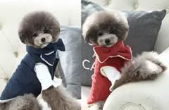 3色展開　配色マフラーダウンSET【送料無料/在庫処分/店内 セール/返品交換不可 】犬服 犬の服 ペット 猫 コート　ジャンパー　ノースリーブ　ベスト　犬服　小型犬 犬用 可愛い 犬 安い お揃い 人気 おしゃれ