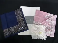 ■新品同様■ pierre cardin ピエールカルダン コットン×ナイロン×レーヨン 花柄 レース スカーフ ハンカチーフ 3点セット DE5996