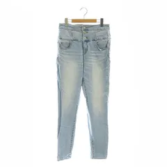 アズールバイマウジー AZUL by moussy ハイウエストボタンデニムスキニー HI-WAIST BUTTON DENIM SKINNY2 ジーンズ ボトムス コットン L 青 ブルー /YQ ■OS