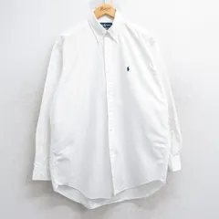 XL/古着 ラルフローレン 長袖 ブランド シャツ メンズ 90s ワンポイントロゴ BLAKE ボタンダウン 白 ホワイト 25jun02 中古 トップス