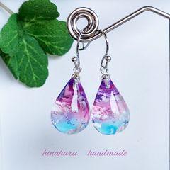 しずく空ピアス（茜空)