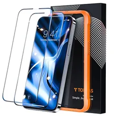 「米軍規格・指滑りの革命児」TORRAS iPhone 14 用 ガラスフィルム iPhone13 Pro/13用 フィルム ガラス 宇宙航空材料 全面保護 ケースと干渉しない 2枚入り 硬度9H越え 保護フィルム 指紋防止 アイフォン14/13/13Pr 1