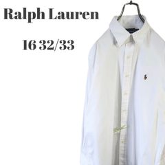 Ralph Lauren ラルフローレン 長袖ボタンダウンシャツ ポニー刺繍 ホワイト メンズ Lサイズ相当