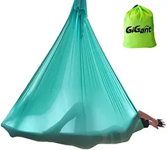 GiGant ギグアント エアリアルヨガ 5ｍx2.8ｍ ハンモック 単体 カラビナ 空中ヨガ 反重力 エクササイズ エアロ( エメラルドグリーン)