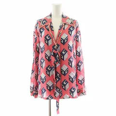 GUCCI - ♡期間限定お値下げ●GUCCIグッチ赤紺アイボリー幾何学柄シルクブラウス36新品 ♡期間限定お値下げ○GUCCIグッチ赤紺アイボリー幾何学柄シルク
