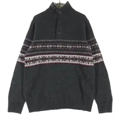 Eddie Bauer エディーバウアー ノルディック柄 長袖 ハイネック セーター S グレー メンズ 古着